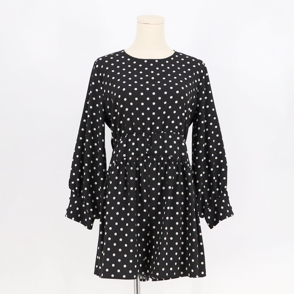 ZARA Black White Polka Dot Short Jumpsuit Size M